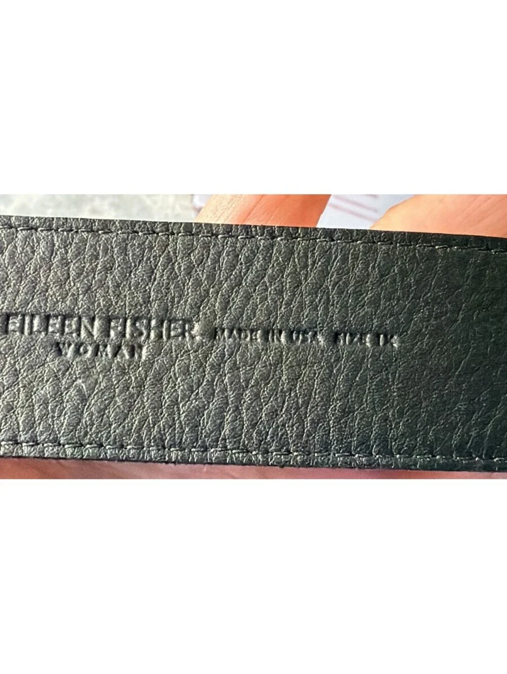 Eileen Fisher Womens Black Leather Belt Large Double O-Ring Brass Buckle Wide 1X